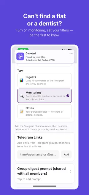 Conoted: Search for Telegram screenshot 2