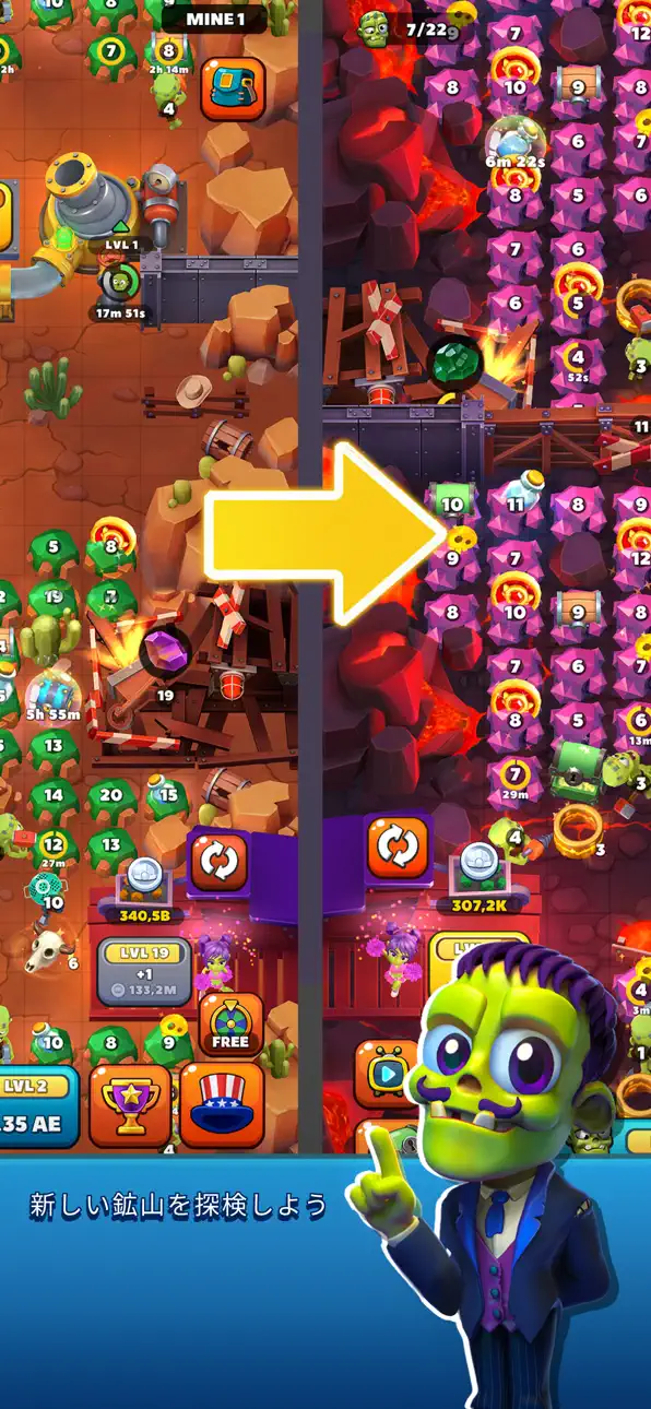 Idle Zombie Miner: Gold Tycoon iOS Mod IPA screenshot 4 - iOS game interface