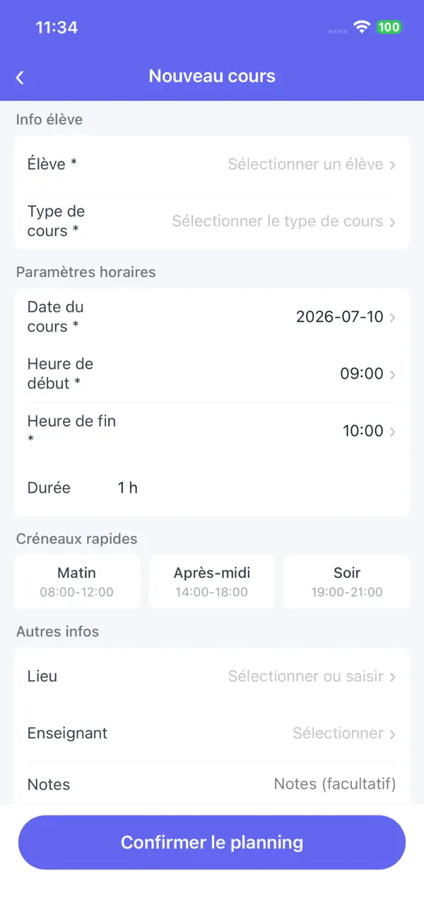 Screenshot #2 pour Emploi du Temps Prof Cours