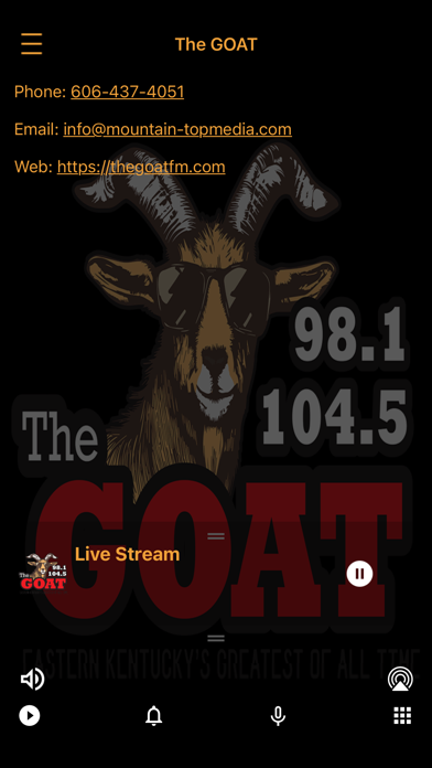 98.1 and 104.5 The GOAT Screenshot