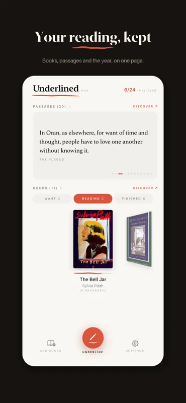 Underlined - Bookshelf Tracker screenshot 1 of 6