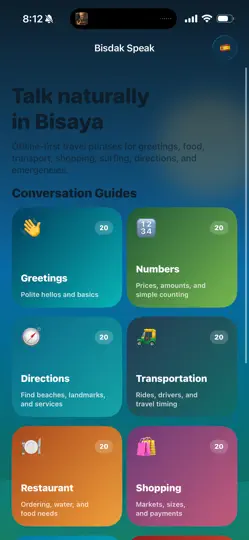 Captura de pantalla de Bisdak Speak en iPhone 2