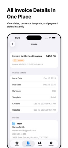 Bullet Invoices screenshot