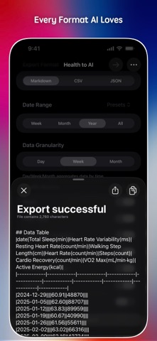 Health2AI - Export for ChatGPT iPhone screenshot