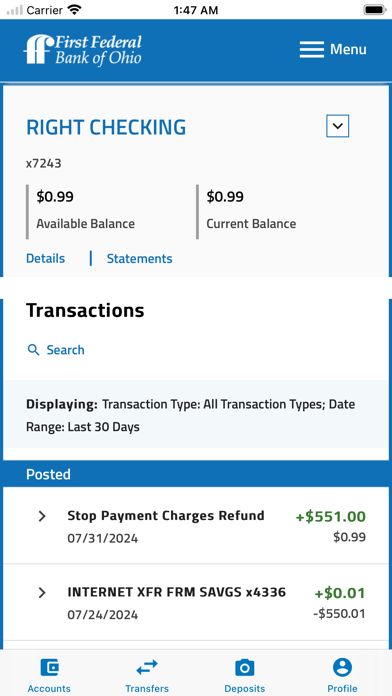 First Federal Bank of Ohio Screenshot