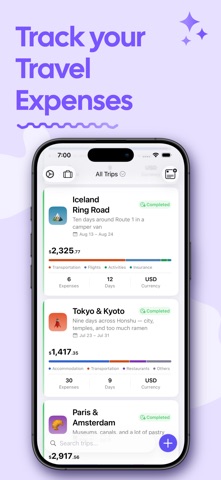 TripCache for Travel Expenses iPhone screenshot