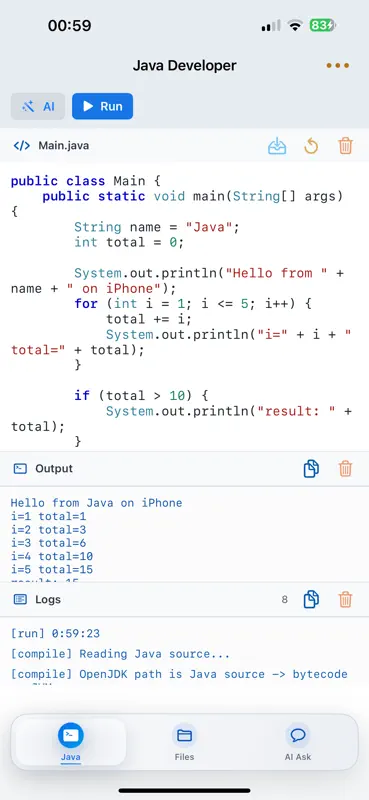 Java Compiler - AI Assistant screenshot 2 of 3