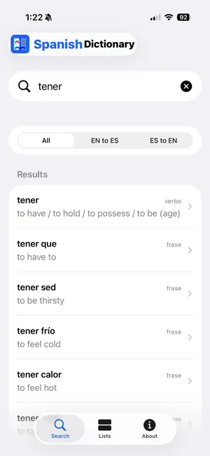Spanish Dictionary Hola screenshot 1