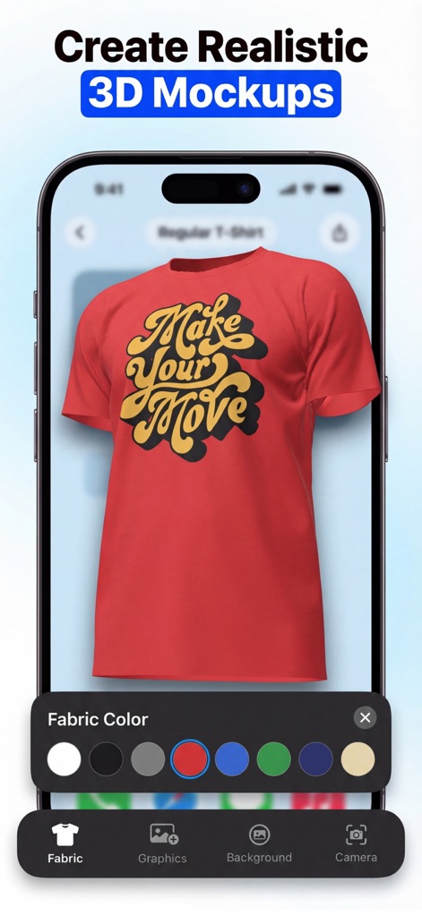 ThreadCam: 3D Clothing Mockups - See how ThreadCam: 3D Clothing Mockups allows users to instantly change garment hues with the real-time fabric color preview and an intuitive fabric selection interface.