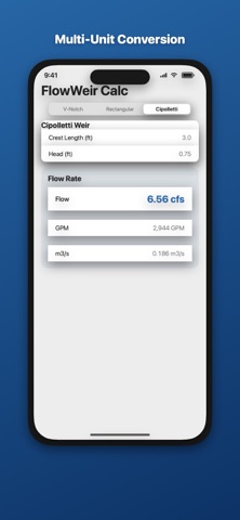 Weir Open Channel Flow Calc screenshot