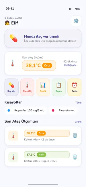 Sağlık Takip: Ateş & İlaç screenshot 1