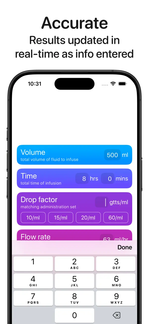 Screenshot #2 pour Drip Rate: IV Drip Rate Calc