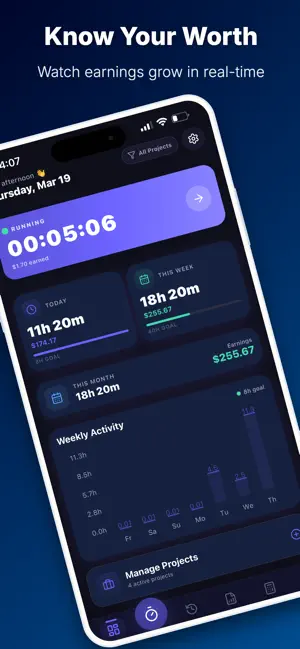 WorkTrak: Freelance Hours Log screenshot 1