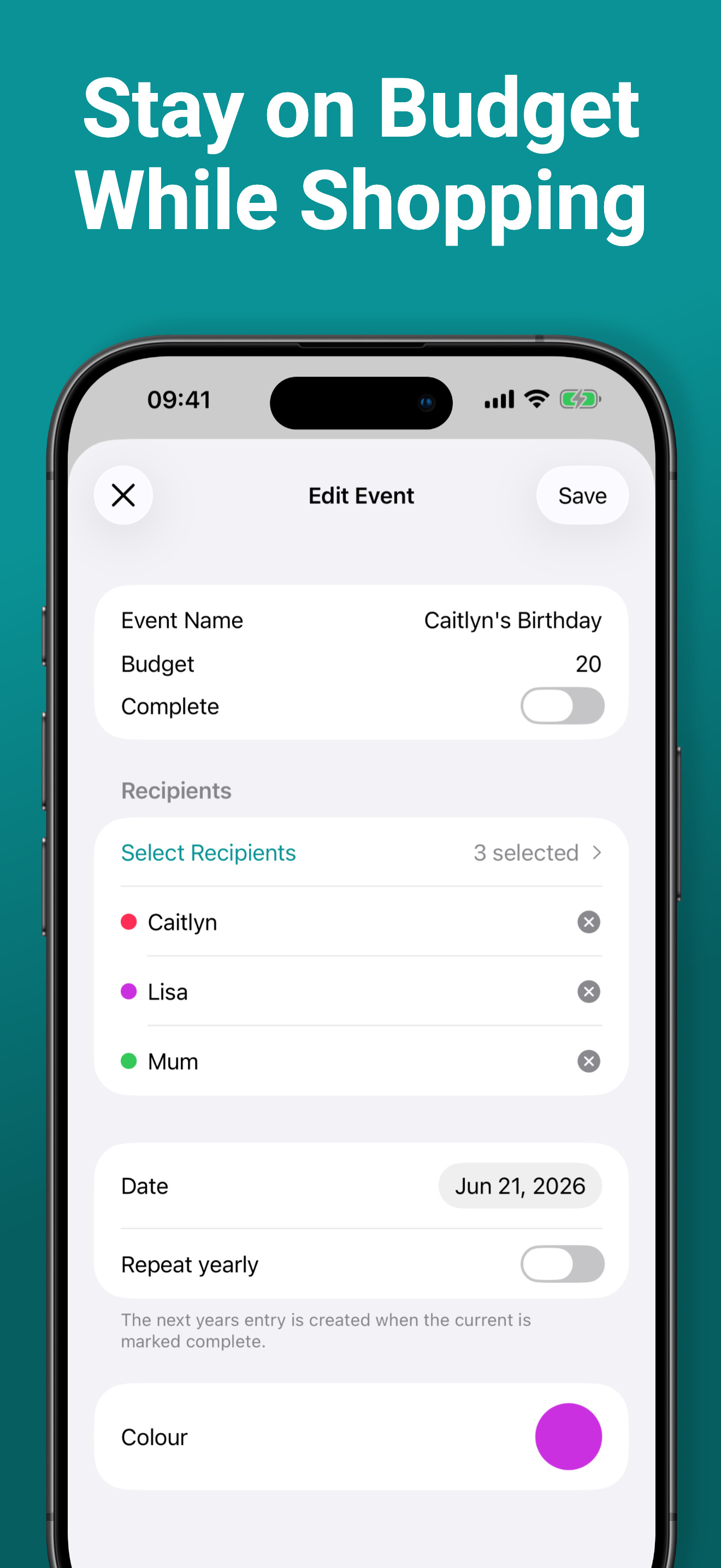 Gift List: Budget Tracker screenshot 3