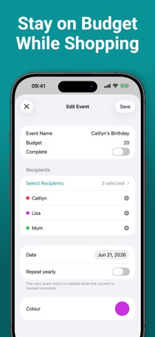 Gift List: Budget Tracker Screenshot 3 of 4