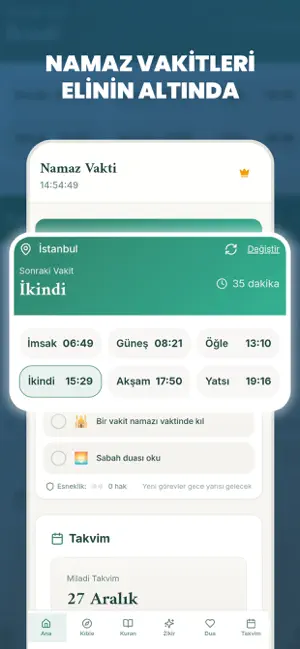Namaz Vakitleri, Zikir, Kıble screenshot 1
