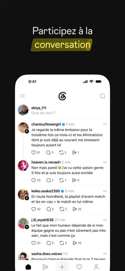 Capture d'écran de Threads sur iPhone 1