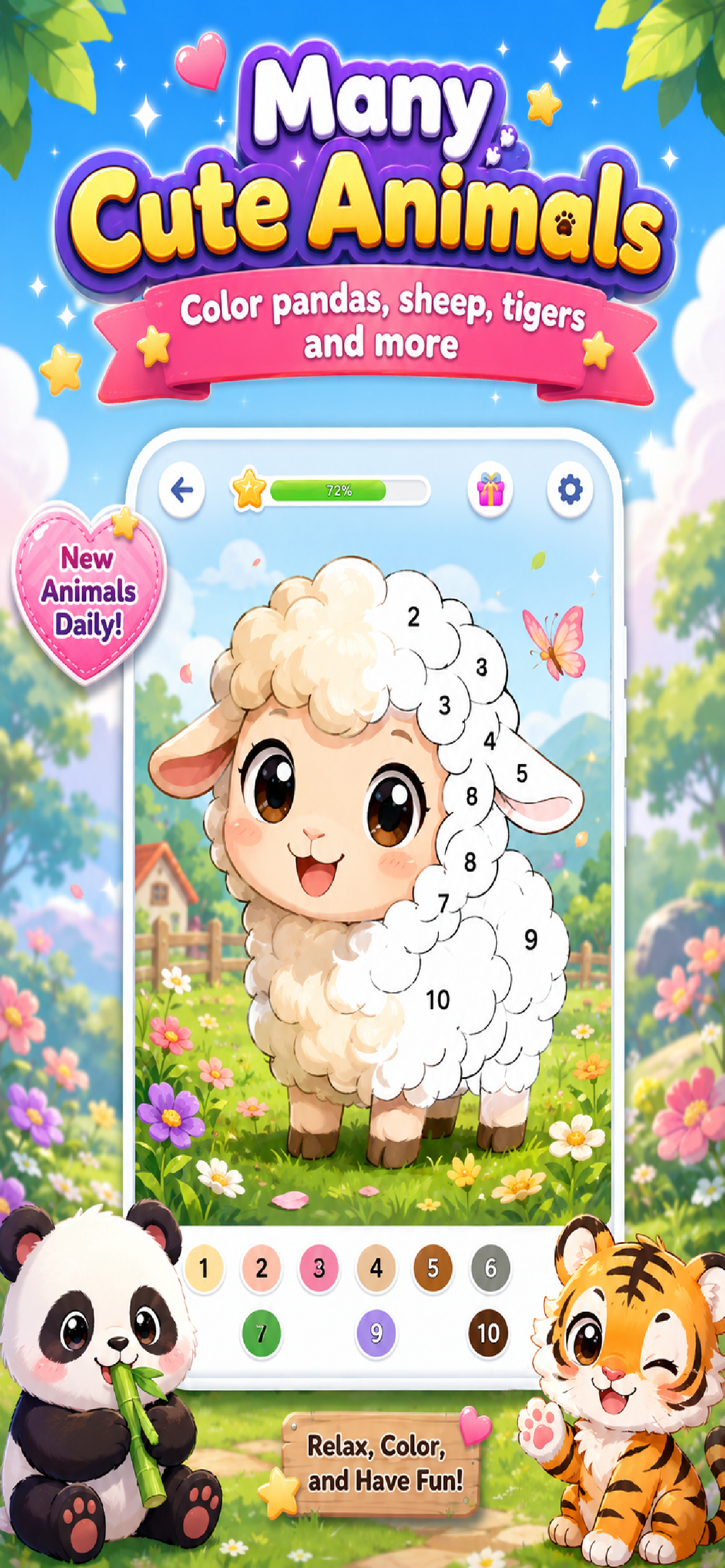 Cute Animals Color by Number screenshot 5