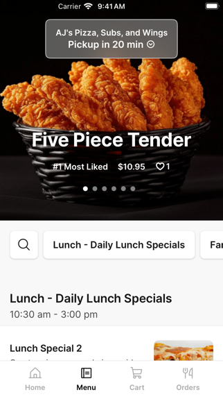 AJ's Pizza, Subs, and Wings iPhone screenshot 2 - Food & Drink app
