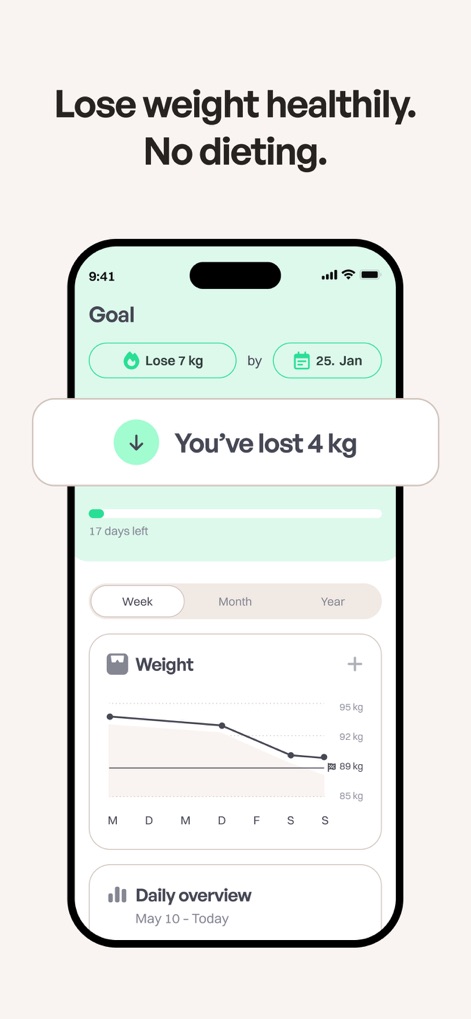 WeightBuddy: Calorie Tracker - The app enables personalized goal setting for weight loss and provides a clear, visual chart to track weight management over time.