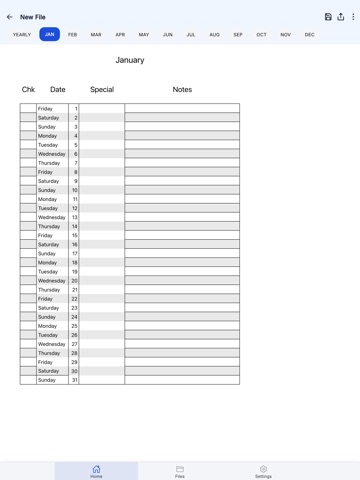 2027 Calendar Notes iPad screenshot