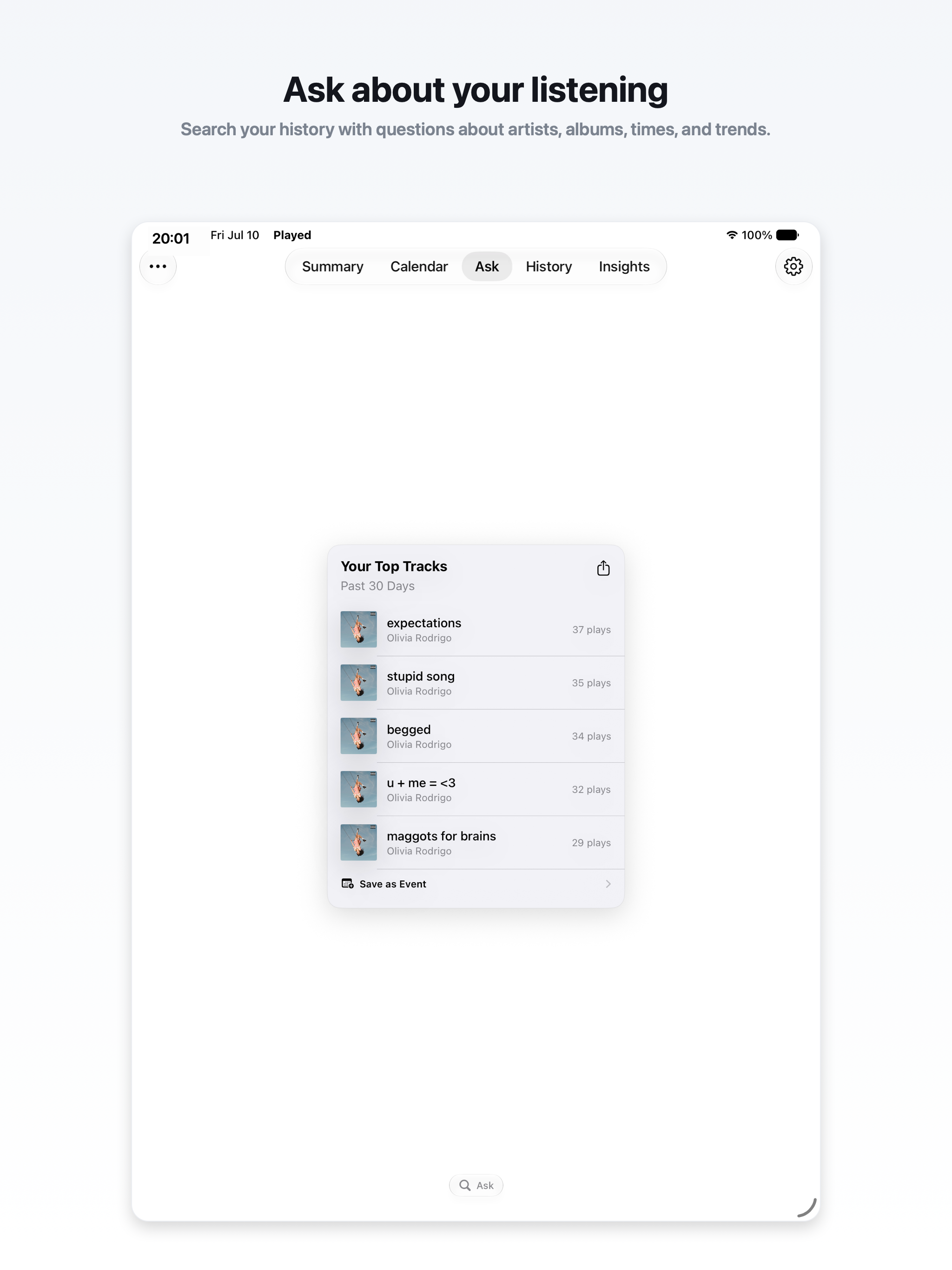 Played: Music Stats & History screenshot 14