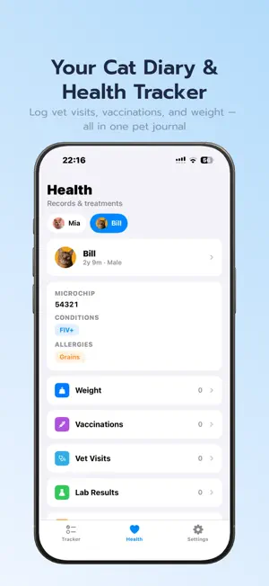 Cat Tracker - Pet Health Diary screenshot 1