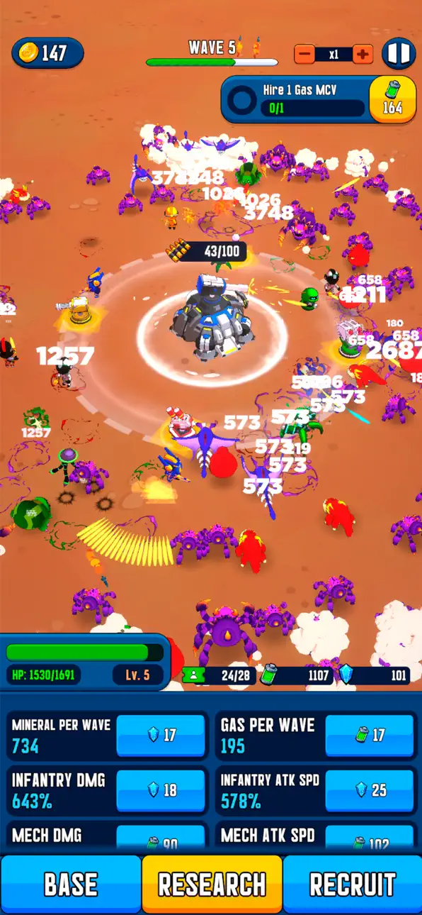 Space Base Idle Tower Defense iOS Mod IPA screenshot 1 - iOS game interface