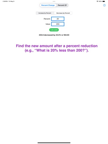 Percent Solver iPad screenshot