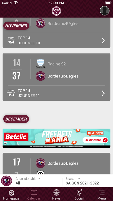 Screenshot #2 pour UBB Rugby
