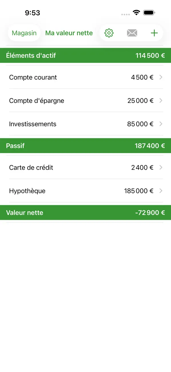 Screenshot #1 pour Ma valeur nette