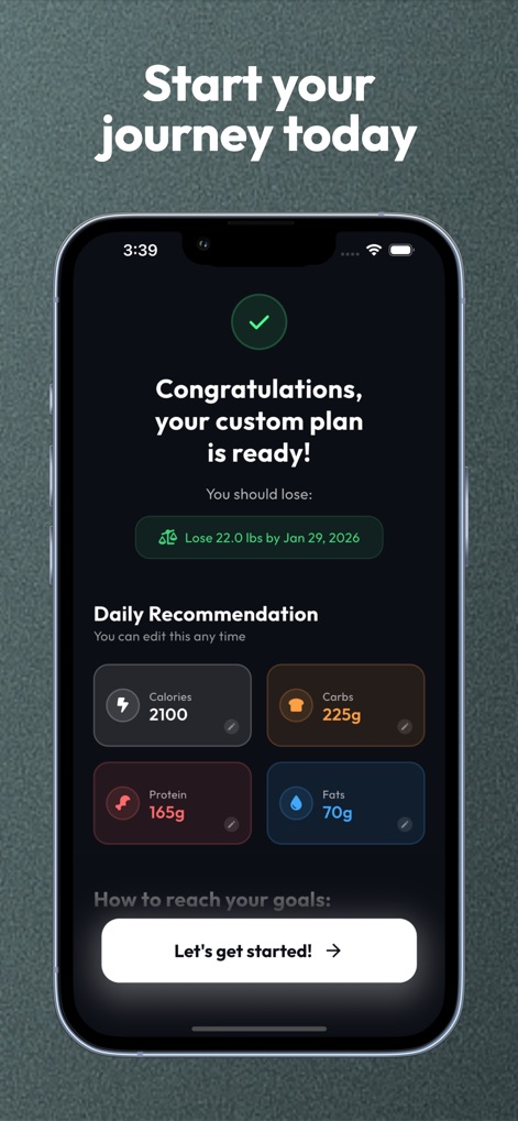 Macro AI - Calorie Tracker - Users can easily set their weight management goals and receive personalized daily recommendations for calorie and macro targets.