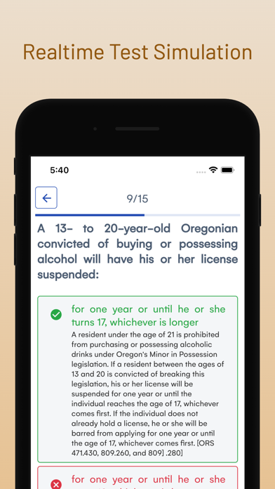 Oregon DMV Driver Permit Test Screenshot