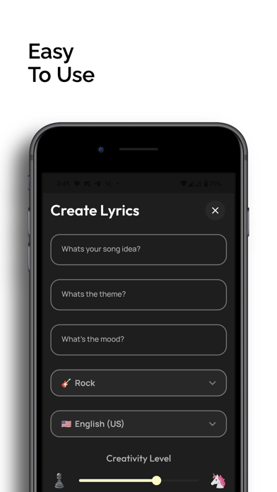AI Lyrics App Screenshot