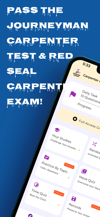 Carpenter Practice Test Screenshot 1 of 9
