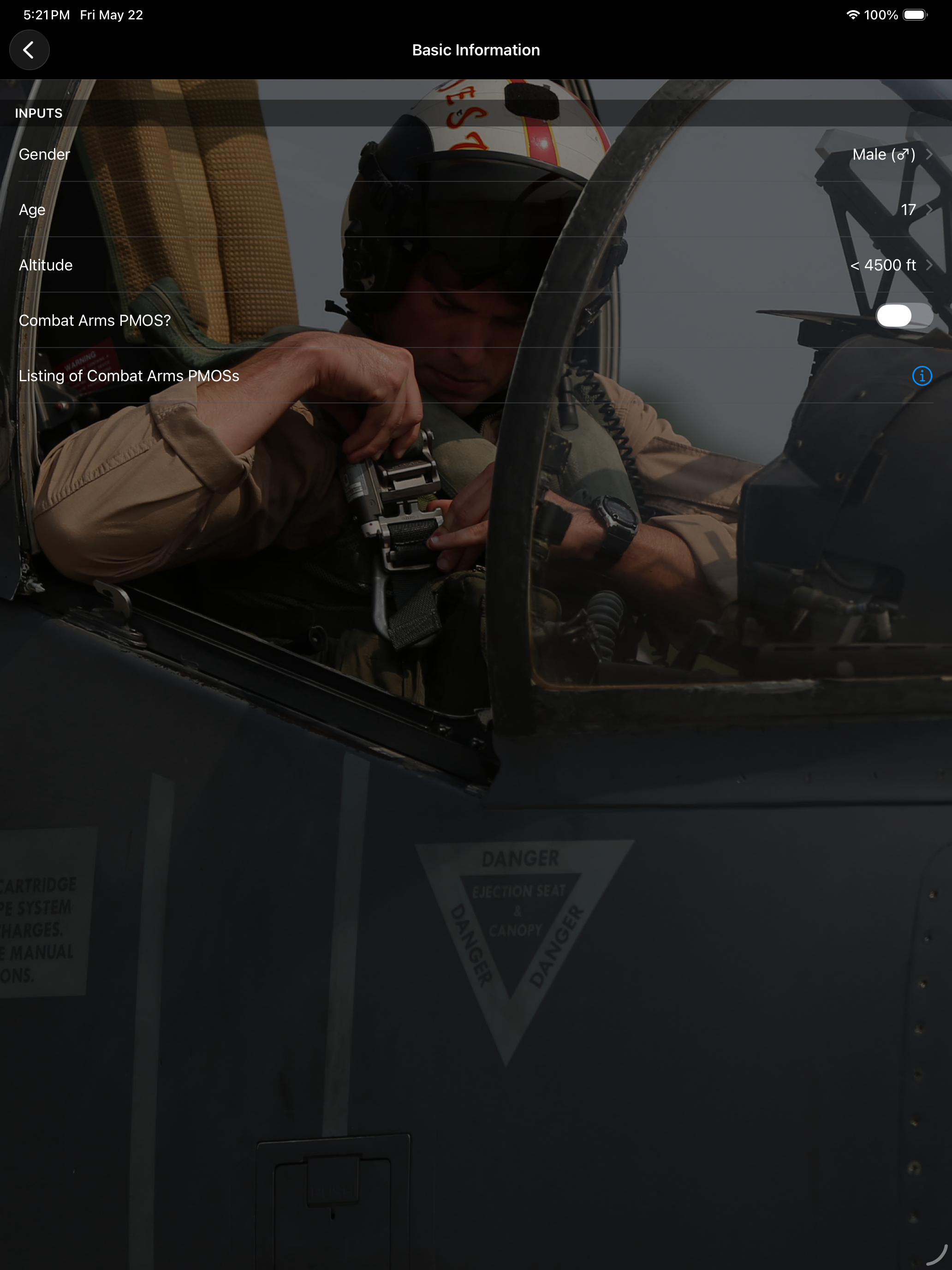 Fitness Calc for Marines