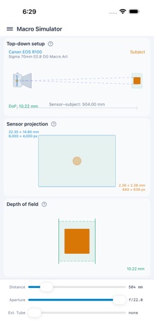 Macro Photography Calculator screenshot