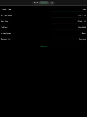 UAE Gratuity Calculator iPad screenshot