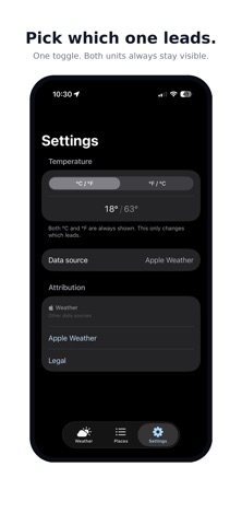 Parallel: Weather, Both Ways iPhone screenshot
