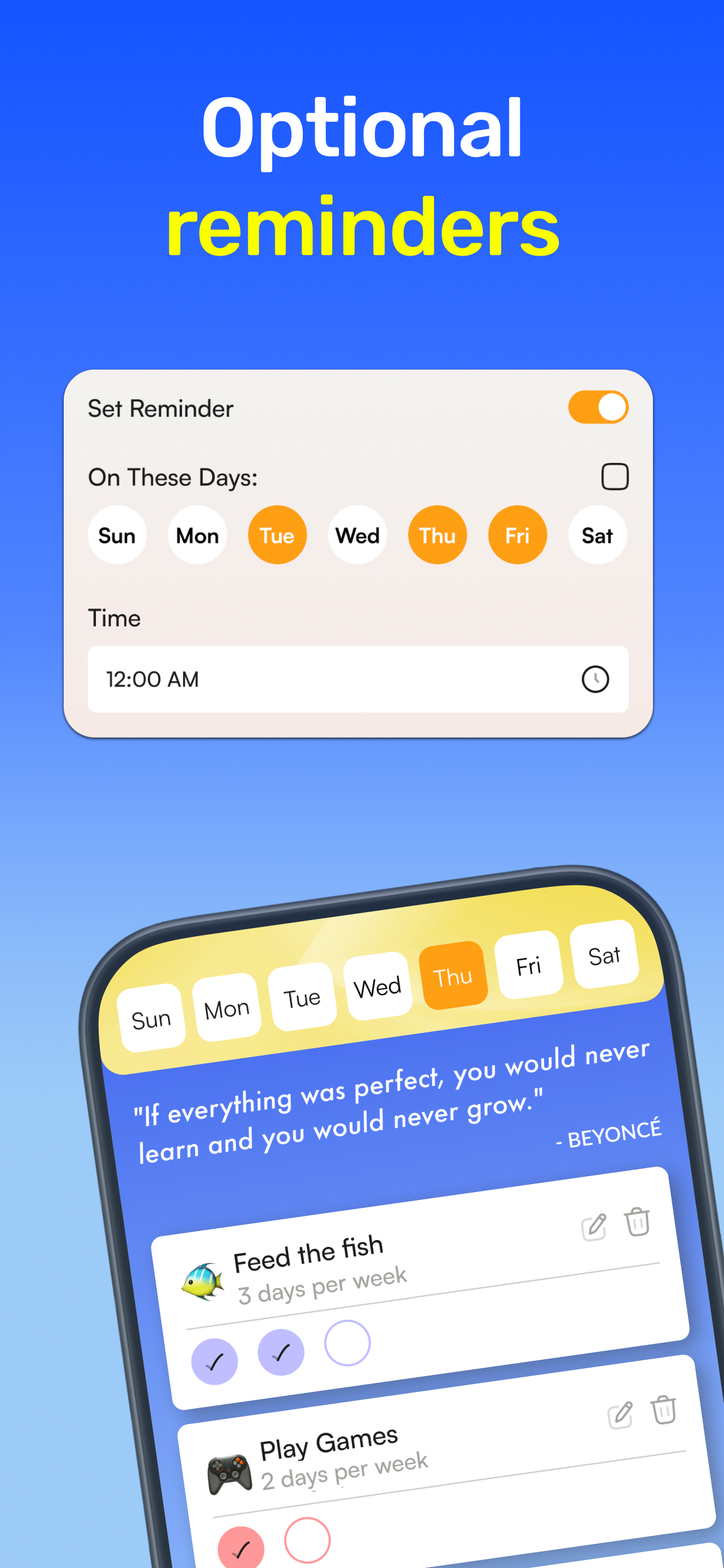 Sunny Habits - Goal Tracking