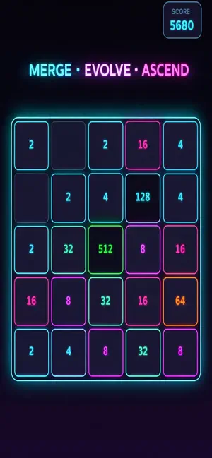 Neon 2048 game screen