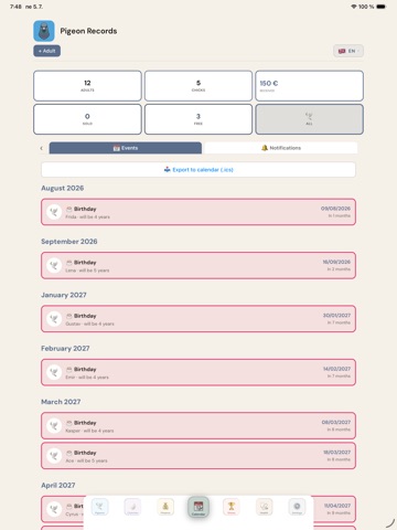Pigeon Register - BreedTrack iPad screenshot