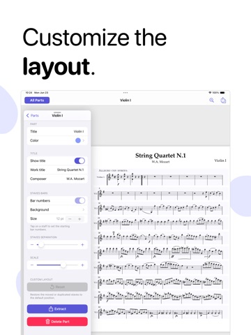 Partifier: extract score parts iPad screenshot