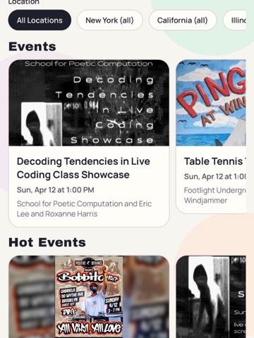 Pools Events iPad screenshot