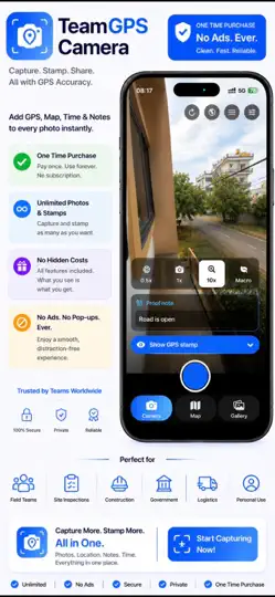 Captura de pantalla de TeamGPSCamera en iPhone 1