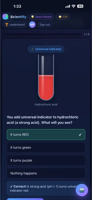 Scientify - Gamified Science screenshot 1