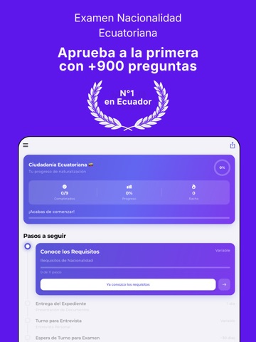 Examen Ciudadanía Ecuador iPad screenshot