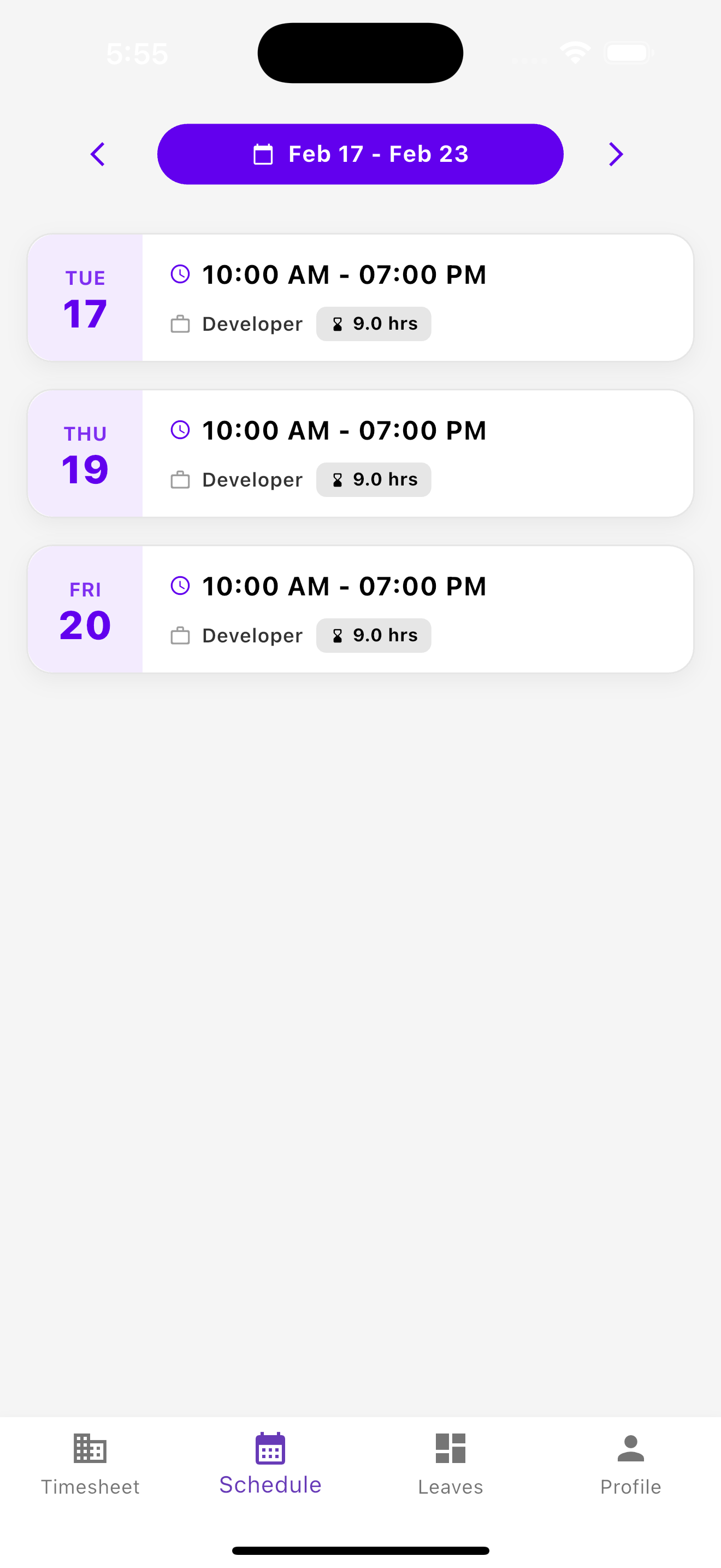 INNRLY Schedule