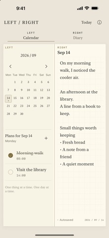 LEFT / RIGHT — Diary & Plans Screenshot 1 of 1