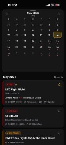 The Fight Calendar screenshot